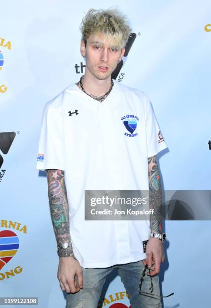 Machine Gun Kelly attends California Strong Celebrity Softball Game at Pepperdine University Baseball Field on January 12, 2020 in Malibu, California.