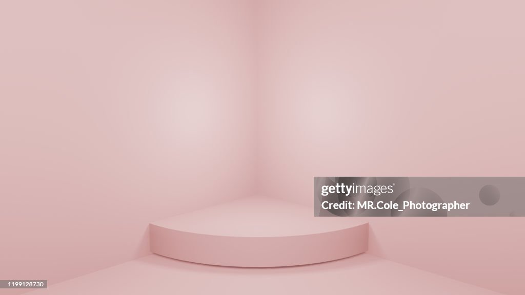 3D rendering shape stage or podium for advertisement,pink Backgrounds with copy space