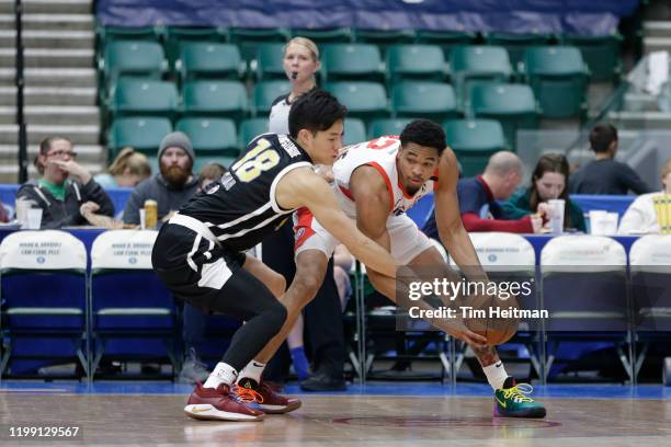 Yudai Baba of the Texas Legends tries to steal the ball against James Palmer of the Agua Caliente Clippers during the third quarter on February 06,...