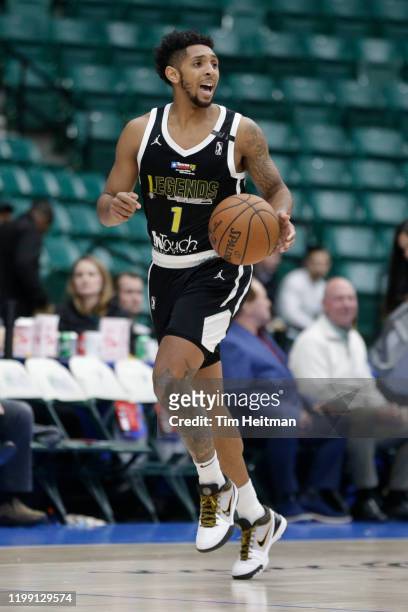 Cameron Payne of the Texas Legends dribbles the ball up court during the third quarter Agua Caliente Clippers on February 06, 2020 at Comerica Center...