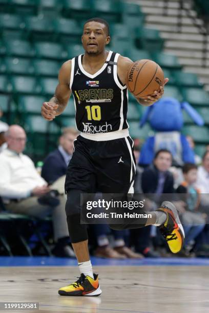 Jahmal McMurray of the Texas Legends dribbles up court during the third quarter against the Agua Caliente Clippers on February 06, 2020 at Comerica...