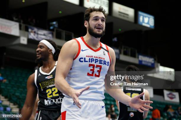 Avila of the Agua Caliente Clippers reacts to a foul call during the fourth quarter against the Texas Legends on February 06, 2020 at Comerica Center...