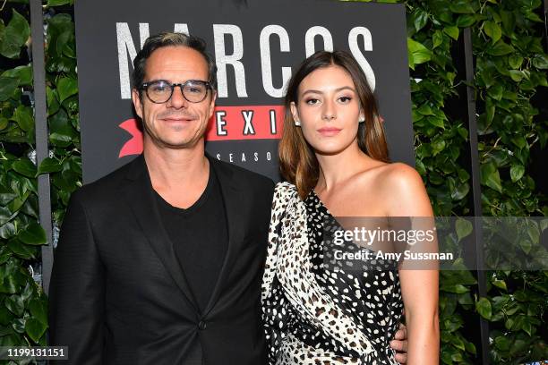 Tony Dalton and Alejandra Guilmant attend the premiere of Netflix's "Narcos: Mexico" Season 2 at Netflix Home Theater on February 6, 2020 in Los...