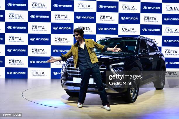 Bollywood actor Shah Rukh Khan with S S Kim MD & CEO , Hyundai Motor India Limited, unveiled the all-new Hyundai Creta at Auto Expo 2020, on February...