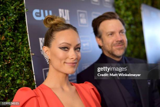 Olivia Wilde and Jason Sudeikis attend the 25th Annual Critics' Choice Awards at Barker Hangar on January 12, 2020 in Santa Monica, California.