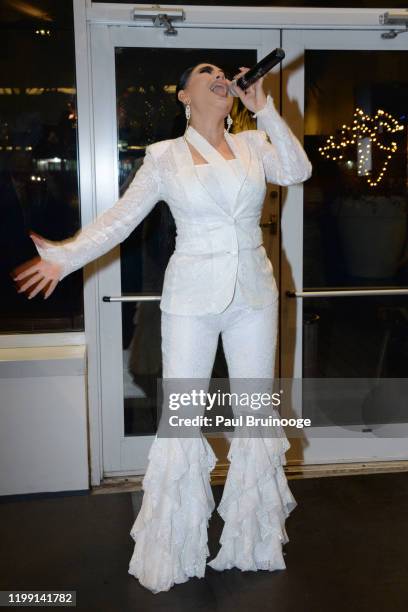 Aryana Sayeed performs at New York Premiere Of "I Am You" at Pier 59 Studios on February 6, 2020 in New York City.