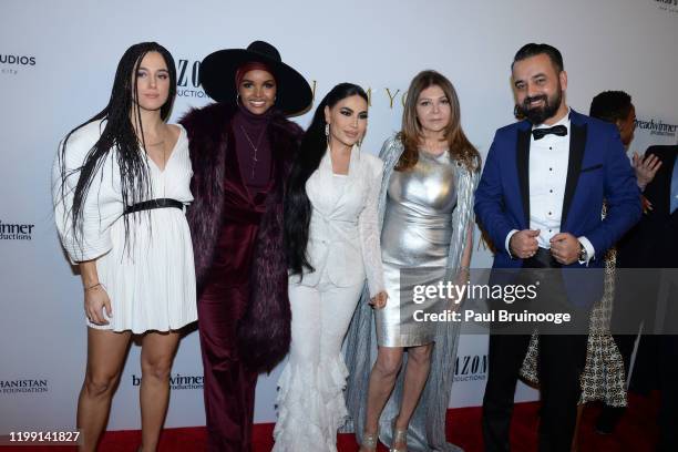 Cansu Tosun, Halima Aden, Aryana Sayeed, Sonia Nassery Cole and Guest attend New York Premiere Of "I Am You" at Pier 59 Studios on February 6, 2020...