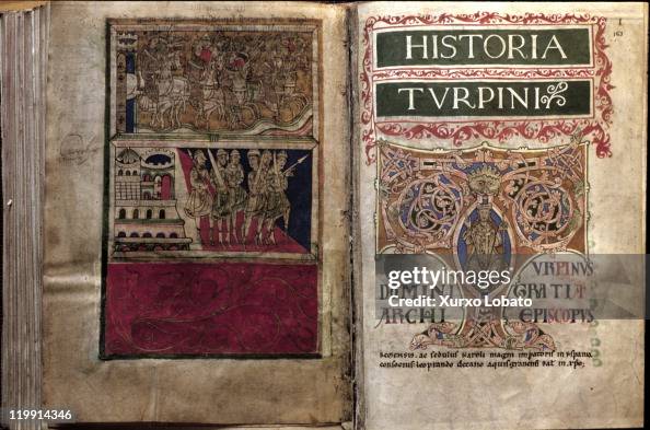 Calixtus Pages of the Codex Calixtinus or Liber Sancti Iacobi, an illuminated ...