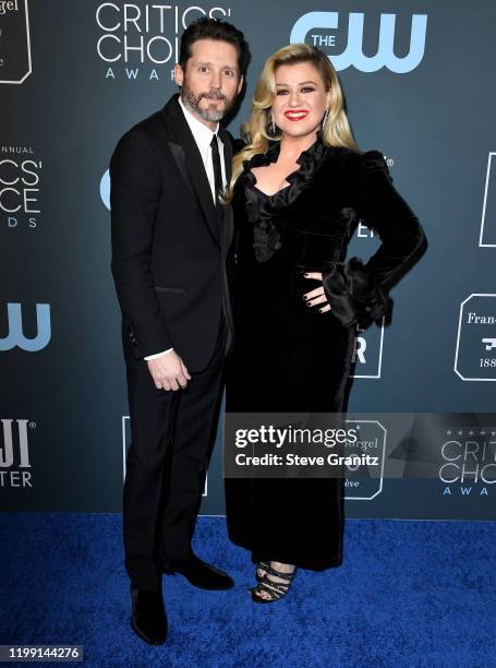 Brandon Blackstock and Kelly Clarkson arrives at the 25th Annual Critics' Choice Awards at Barker Hangar on January 12, 2020 in Santa Monica,...