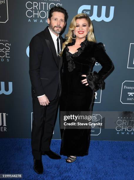 Brandon Blackstock and Kelly Clarkson arrives at the 25th Annual Critics' Choice Awards at Barker Hangar on January 12, 2020 in Santa Monica,...