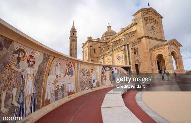 the basilica of the national shrine of the blessed virgin of ta' pinu in gozo island, malta - gozo malta stock pictures, royalty-free photos & images