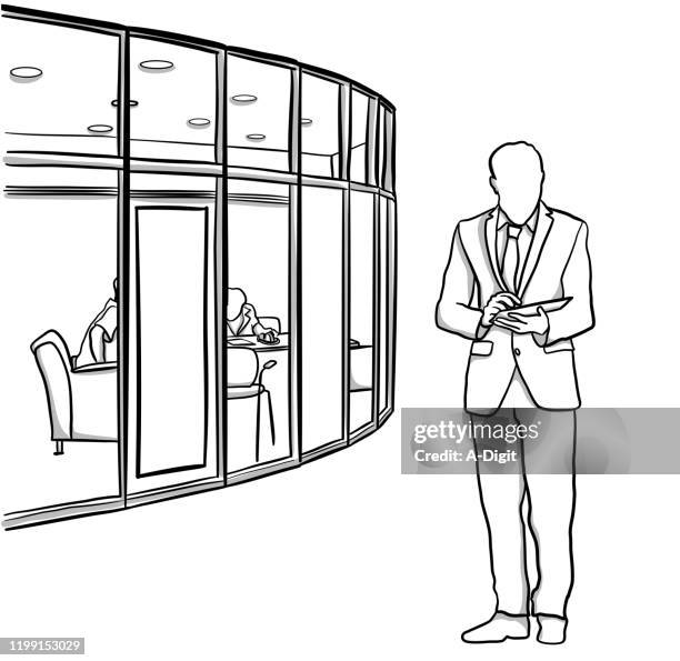 tablet business user - businessman using digital tablet stock illustrations