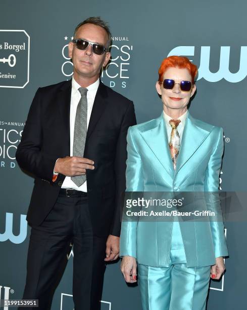 Christopher Peterson and Sandy Powell attend the 25th Annual Critics' Choice Awards at Barker Hangar on January 12, 2020 in Santa Monica, California.