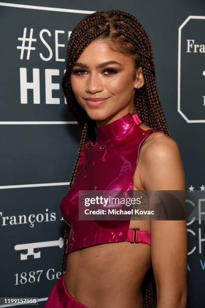 Zendaya attends the 25th annual Critics' Choice Awards at Barker Hangar on January 12, 2020 in Santa Monica, California.