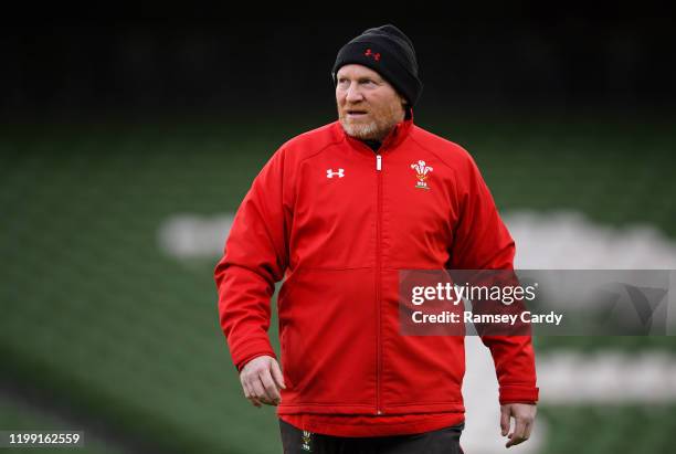 Dublin , Ireland - 7 February 2020; Kicking coach Neil Jenkins during a Wales Rugby kicking session at the Aviva Stadium in Dublin.