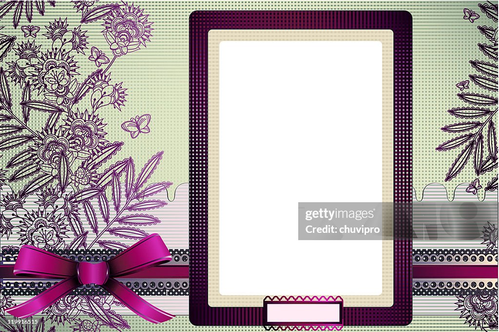 Scrapbooking photo frame with openwork.