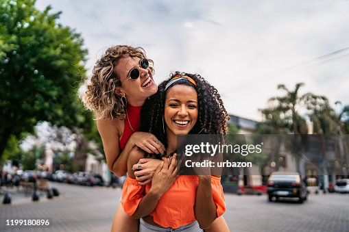 Two beautiful women having fun Two beautiful women having fun