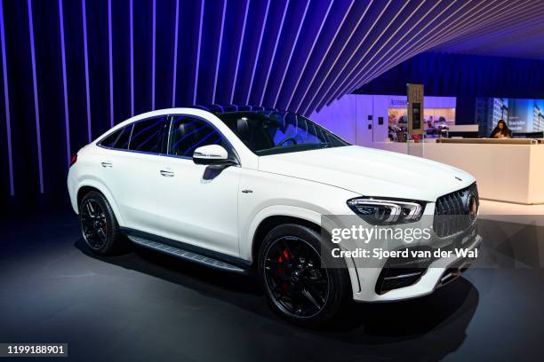 Mercedes-AMG GLE 63 S Coupé GLE Class luxury crossover SUV car on display at Brussels Expo on January 9, 2020 in Brussels, Belgium. The Mercedes-AMG...