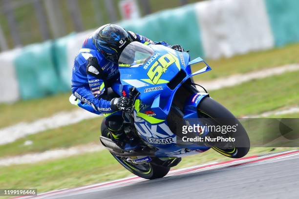 Sylvain Guintoli of France and Suzuki Test Team during day one MotoGP Official Test Sepang 2020 at Sepang International Circuit on February 7 , 2020...