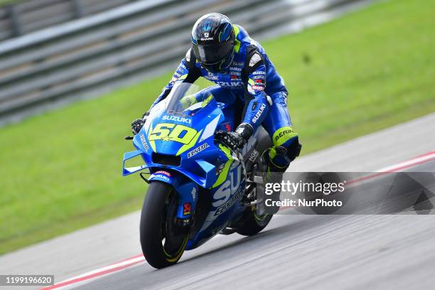 Sylvain Guintoli of France and Suzuki Test Team during day one MotoGP Official Test Sepang 2020 at Sepang International Circuit on February 7 , 2020...