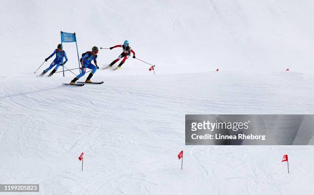 General view of Men's Sprint Semifinal in Ski Mountaineering during day 4 of the Lausanne 2020 Winter Youth Olympics on January 13, 2020 in Villars,...