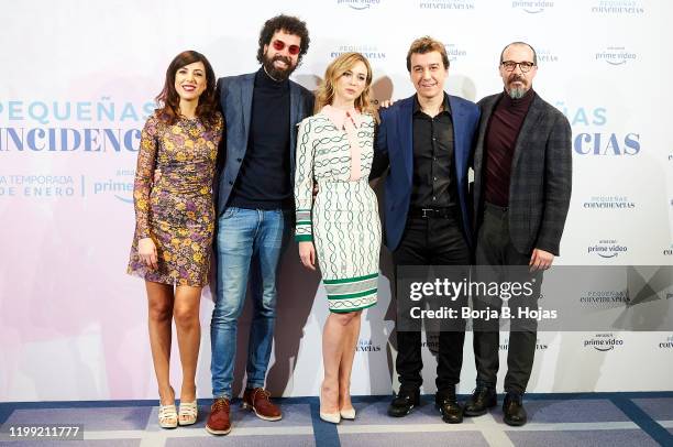 Actress Alicia Rubio, actor Juan Ibañez, actress Marta Hazas, actor Javier Veiga and actor Fele Martinez attend to photocall of 'Pequeñas...