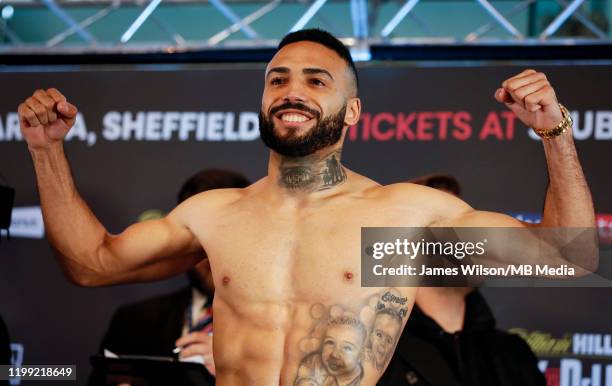 Anthony Tomlinson weighs in, at Millennium Gallery, prior to his Welterweight bout with Stewart Burt on Saturday night at the FlyDSA Arena in...