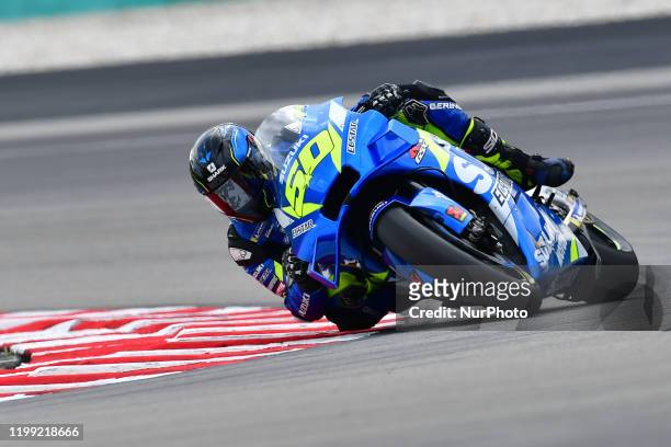 Sylvain Guintoli of France and Suzuki Test Team during day one MotoGP Official Test Sepang 2020 at Sepang International Circuit on February 7 , 2020...