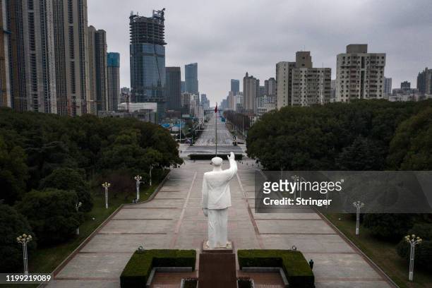 General view of empty streets on February 7, 2020 in Wuhan, Hubei province, China. The number of those who have died from the Wuhan coronavirus,...