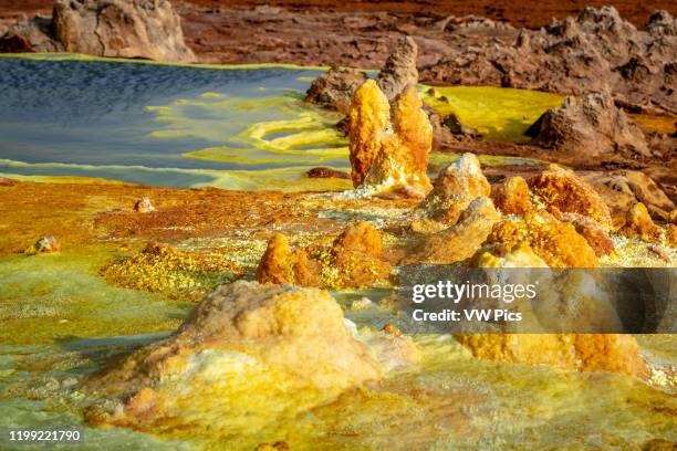 Dallol hydrothermal hot springs in the Danakil depression at the Afar Triangle, Ethiopia.