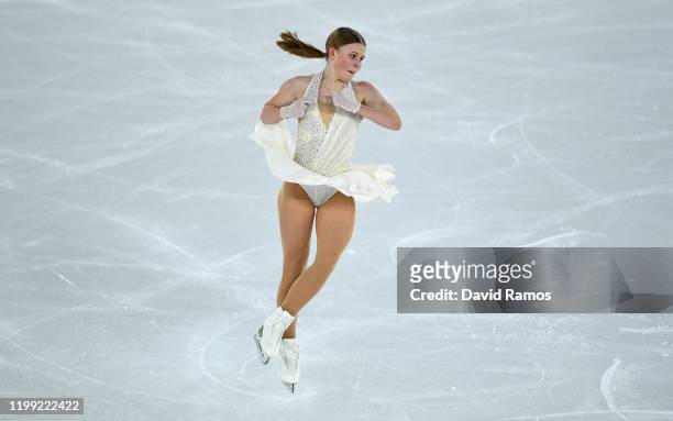Nella Pelkonen of Finland competes in Women Single Skating Free Skating in Figure Skating during day 4 of the Lausanne 2020 Winter Youth Olympics at...