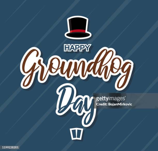 happy groundhog day paper sign card. vector - groundhog shadow stock illustrations