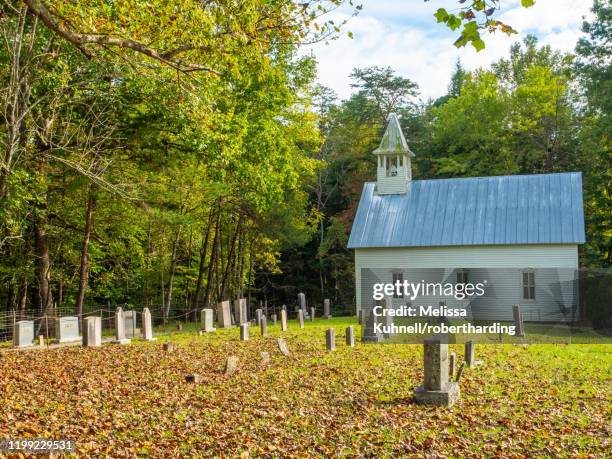 old church, cades cove, great smoky mountains national park, tennessee, united states of america, north america - cades cove stockfoto's en -beelden