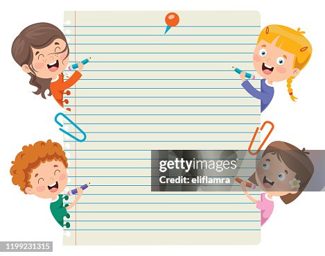 Cartoon Kids With A Frame With Copy Space High-Res Vector Graphic ...
