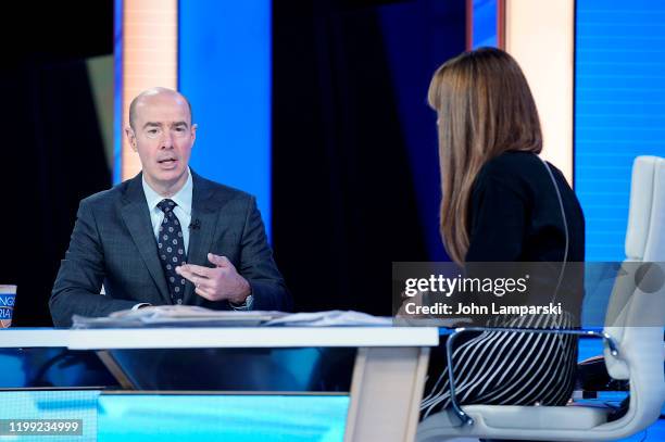 Labor Secretary Eugene Scalia is interviewed by Dagen McDowell during FOX Business Network's "Mornings With Maria" at Fox Business Network Studios on...