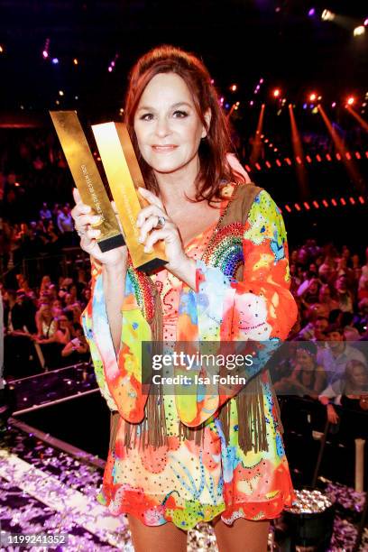 German singer Andrea Berg during the television show "Schlagerchampions - Das grosse Fest der Besten" at Velodrom on January 11, 2020 in Berlin,...