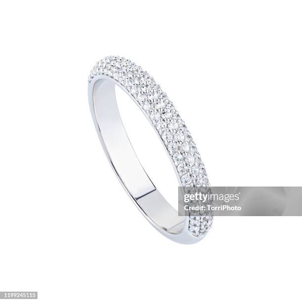 female wedding diamonds ring isolated on a white background - bague photos et images de collection