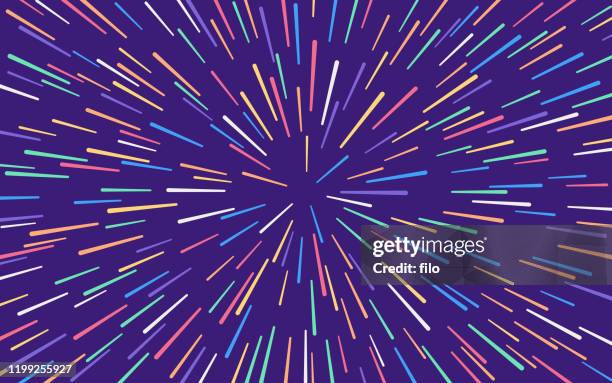 illustrazioni stock, clip art, cartoni animati e icone di tendenza di star warp blast sfondo astratto - firework explosive material