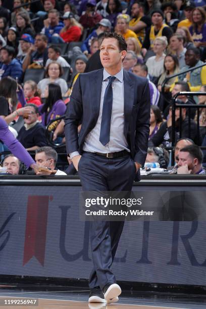 Head coach Luke Walton of the Sacramento Kings looks on during the game against the Los Angeles Lakers on February 1, 2020 at Golden 1 Center in...