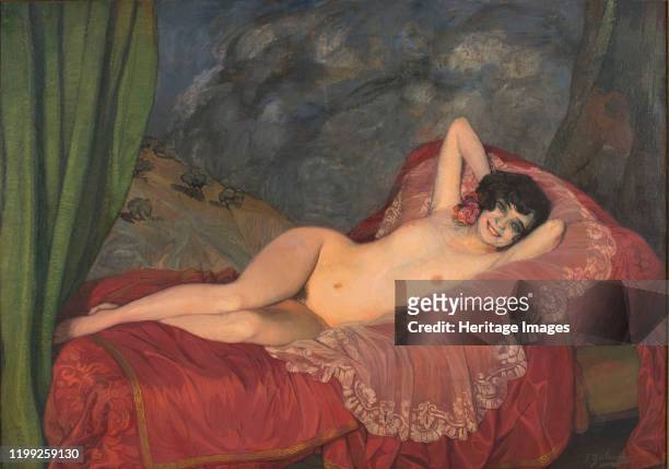 Red Nude, 1922. Found in the Collection of Museu Nacional d'Art de Catalunya, Barcelona. Artist Zuloaga y Zabaleto, Ignacio .