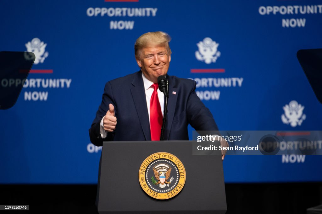 President Trump Speaks At Opportunity Now Summit In North Carolina