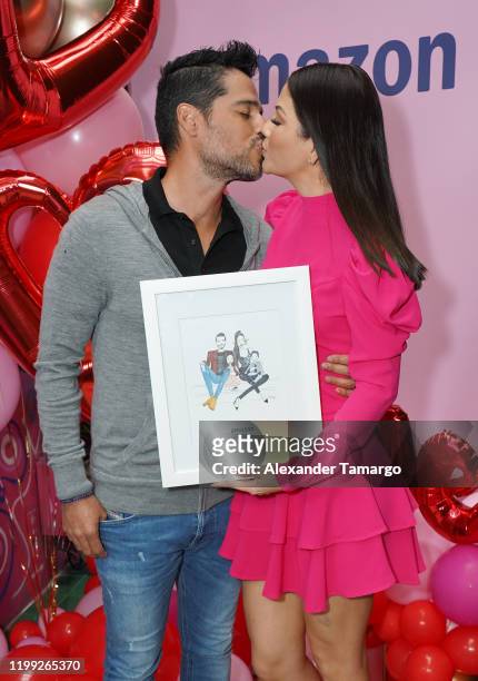 Luis Carlos Martinez and Ana Patricia Gamez are seen during Amazon Celebra El Dia De San Valentin event at Chispa restaurant on February 7, 2020 in...