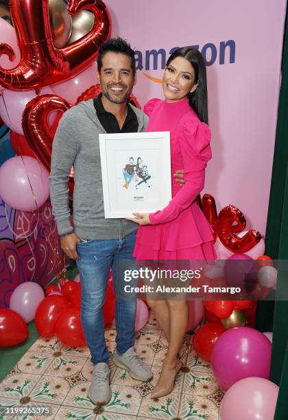 Luis Carlos Martinez and Ana Patricia Gamez are seen during Amazon Celebra El Dia De San Valentin event at Chispa restaurant on February 7, 2020 in...