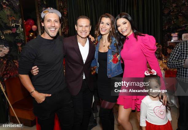 Quique Usales, Alan Tacher, Cristina Bernal, Ana Patricia Gamez and Giulietta Martinez Gamez are seen during Amazon Celebra El Dia De San Valentin...