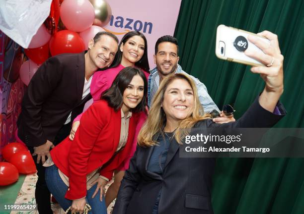 Alan Tacher, Karla Martinez, Ana Patricia Gamez, Chef Yisus and Chef Lorena are seen during Amazon Celebra El Dia De San Valentin event at Chispa...