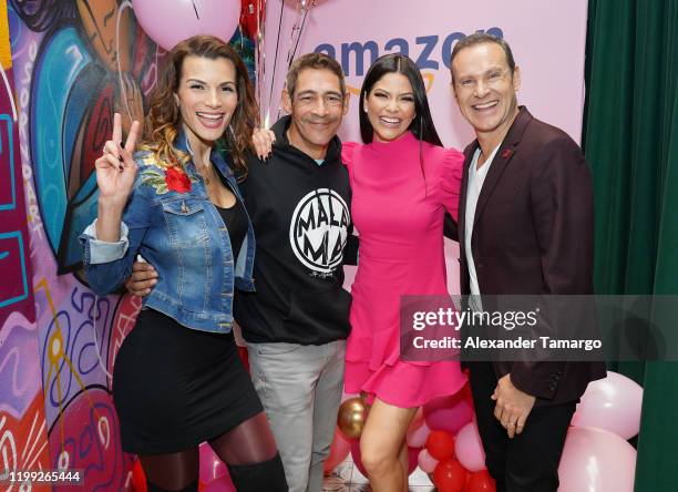 Cristina Bernal, Johnny Lozada, Ana Patricia Gamez and Alan Tacher are seen during Amazon Celebra El Dia De San Valentin event at Chispa restaurant...