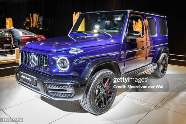 Mercedes-Benz G-Class G 63 AMG on display at Brussels Expo on January 8, 2020 in Brussels, Belgium. The Mercedes-AMG G 63 is fitted with a 4,0-liter...