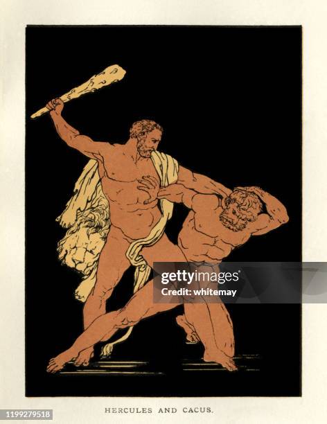 illustrations, cliparts, dessins animés et icônes de histoires de virgile - hercule et cacus - hercule personnage mythologique