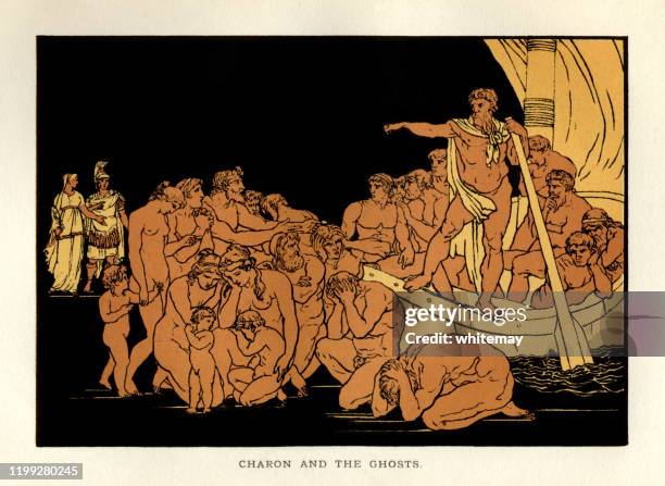 stories from virgil - charon and the ghosts - virgil stock illustrations