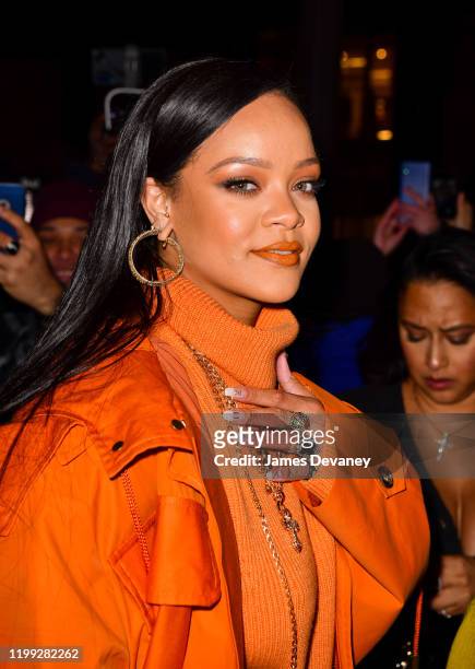 Rihanna arrives to Bergdorf Goodman on February 7, 2020 in New York City.